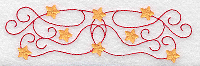 Embroidery Design: Swirls and stars border<br> 4.88w X 1.45h