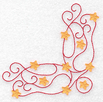 Embroidery Design: Swirs and stars corner<br> 3.67w X 3.66h