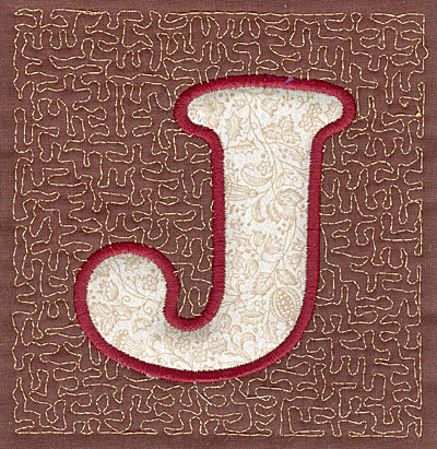 Embroidery Design: J Stipple A applique<br>4.00w X 3.82h