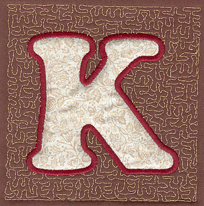 Embroidery Design: K Stipple A applique<br>3.94w X 3.82h