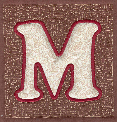 Embroidery Design: M Stipple A applique<br>3.94w X 3.82h