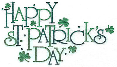 Embroidery Design: Happy St. Patrick's Day large<br> 6.95w X 3.90h