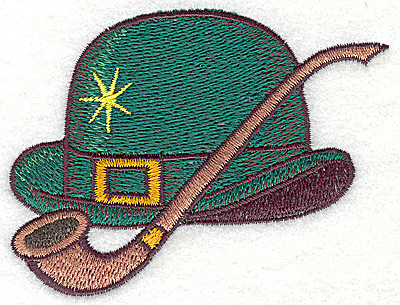 Embroidery Design: Irish Derby hat with pipe small<br> 3.57w X 2.71h
