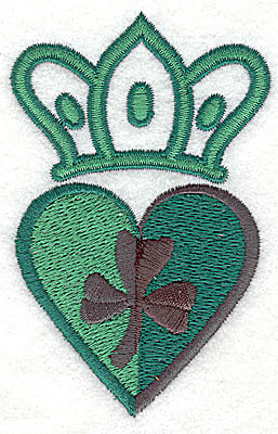 Embroidery Design: Crown heart and shamrock small<br> 2.35w X 3.66h