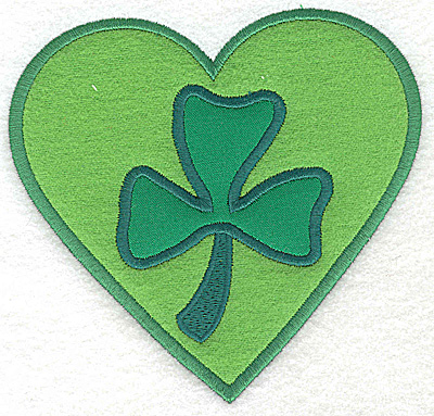 Embroidery Design: Shamrock in heart double applique<br> 5.21w X 4.96h | Embroidery Legacy Embroidery Design: Shamrock in heart double applique<br> 5.21w X 4.96h