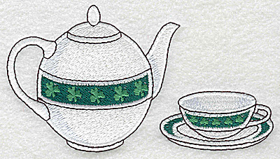 Embroidery Design: Irish teapot cup and saucer large<br> 4.97w X 2.75h