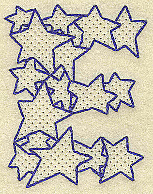 Embroidery Design: E large<br> 2.74w X 3.51h