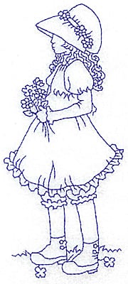 Embroidery Design: Girl with daisies large<br> 2.59w X 5.98h
