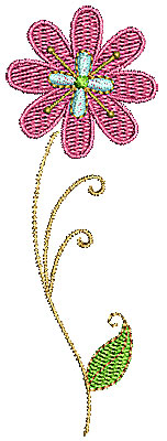Embroidery Design: Summer flower 1<br> 1.37w X 3.86h | Embroidery Legacy Embroidery Design: Summer flower 1<br> 1.37w X 3.86h