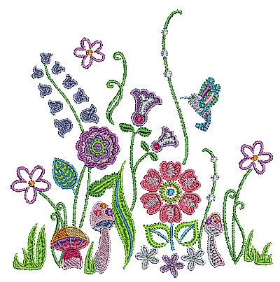 Embroidery Design: Summer floral garden 1<br> 5.91w X 6.02h