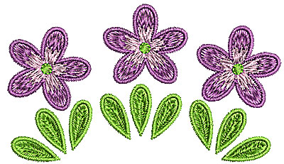 Embroidery Design: Summer flowers trio<br> 3.42w X 1.96h