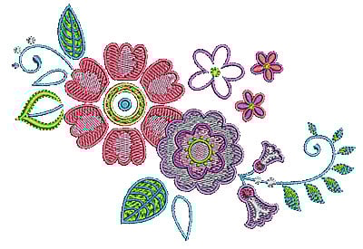 Embroidery Design: Summer flowers 21<br> 6.49w X 4.47h | Embroidery Legacy Embroidery Design: Summer flowers 21<br> 6.49w X 4.47h