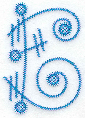 Embroidery Design: E large<br> 2.72w X 3.88h