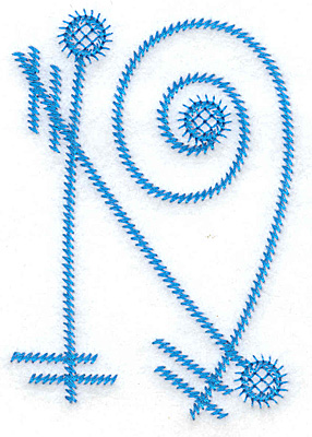 Embroidery Design: N large<br> 2.58w X 3.75h