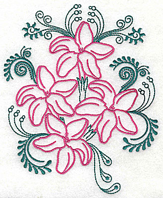 Embroidery Design: Sweet Jasmine design H large<br> 7.38w X 9.00h | Embroidery Legacy Embroidery Design: Sweet Jasmine design H large<br> 7.38w X 9.00h