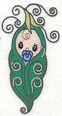 Embroidery Design: Baby wrapped in pea pod large<br> 2.67w X 4.97h