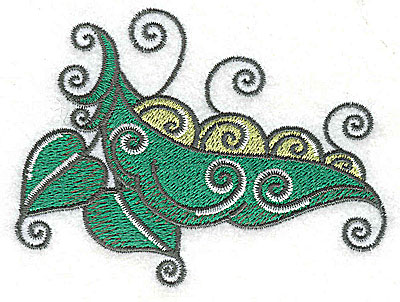 Embroidery Design: Peapod leaves and vines<br>3.76w X 2.83h