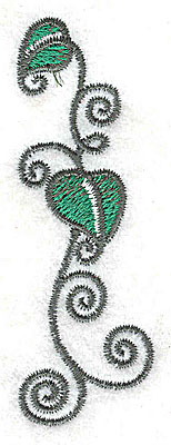 Embroidery Design: Leaves and vines H<br> 1.01w X 3.04h