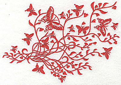 Embroidery Design: Butterfly swirl single color<br> 6.97w X 4.93h
