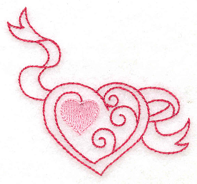 Embroidery Design: Heart and banner<br> 3.08w X 2.93h