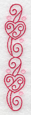 Embroidery Design: Hearts and banners vertical<br> 0.78w X 3.85h