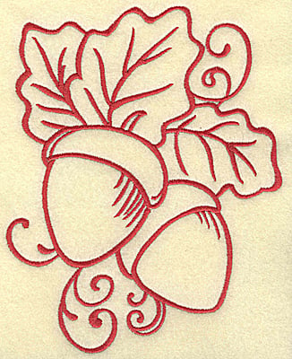 Embroidery Design: Acorns with leaves large<br> 5.57w X 6.98h