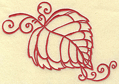 Embroidery Design: Leaf with swirls large<br> 7.00w X 4.89h