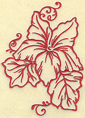 Embroidery Design: Flower and leaves large<br> 5.00w X 6.95h