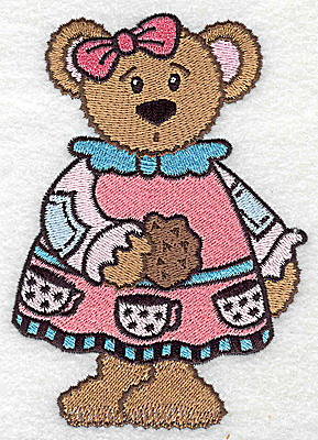 Embroidery Design: Teddy bear in dress large<br> 3.53w X 4.99h