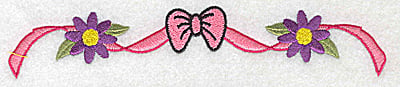 Embroidery Design: Bow ribbon and flowers<br> 6.84w X 1.28h