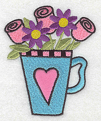 Embroidery Design: Roses flowers in teacup<br> 2.91w X 3.54h