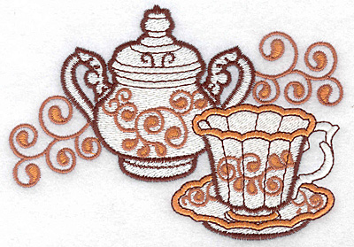 Embroidery Design: Teacup and sugar bowl large<br> 5.00w X 3.48h