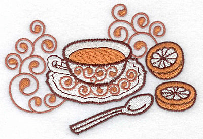 Embroidery Design: Tea with lemon large<br> 4.99w X 3.39h