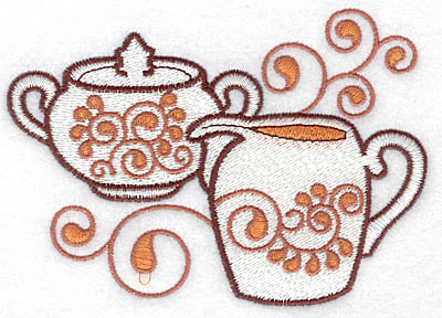 Embroidery Design: Sugar bowl and creamer large<br> 4.99w X 3.53h