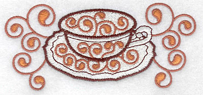 Embroidery Design: Teacup and saucer large <br> 5.00w X 2.27h