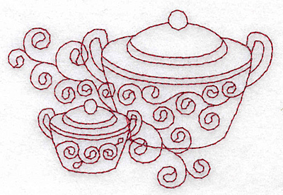 Embroidery Design: Sugar bowls redwork<br> 3.87w X 2.62h
