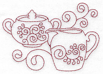 Embroidery Design: Sugar bowl and creamer redwork<br> 3.89w X 2.75h