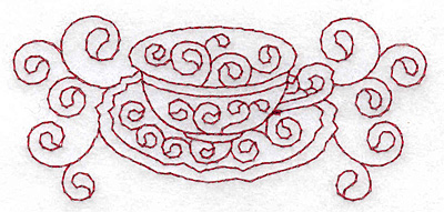 Embroidery Design: Teacup and saucer redwork<br> 3.87w X 1.74h