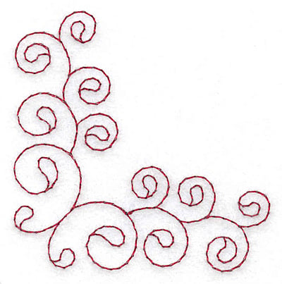 Embroidery Design: Corner swirl redwork<br> 2.74w X 2.75h