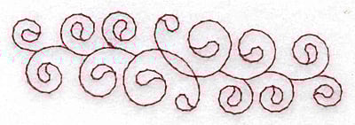 Embroidery Design: Horizontal swirls redwork<br> 3.84w X 1.13h