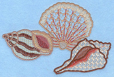 Embroidery Design: Seashells large <br> 4.12"h x 6.20"w