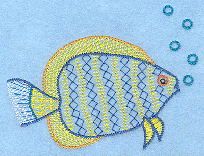 Embroidery Design: Tropical fish A large <br> 3.73"h x 4.91"w