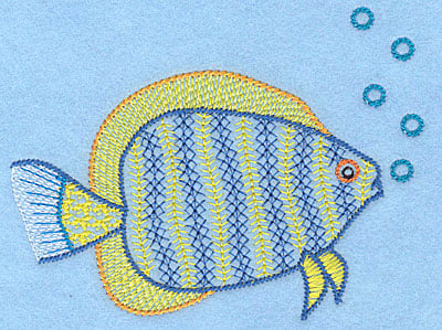 Embroidery Design: Tropical fish B  <br> 3.73"h x 4.91"w