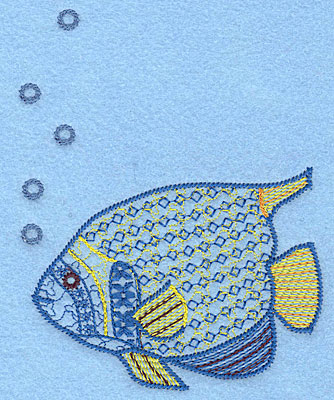 Embroidery Design: Tropical fish D large <br> 4.98"h x 3.98"w