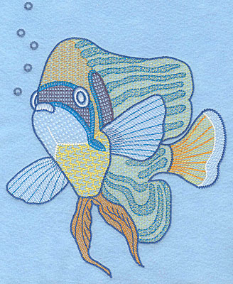 Embroidery Design: Tropical fish E large <br> 9.36"h x 7.48"w