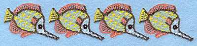 Embroidery Design: Tropical fish school <br> 1.35"h x 6.96"w