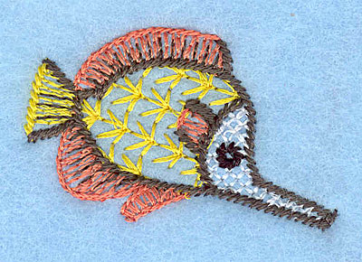 Embroidery Design: Tropical fish single <br> 1.35"h x 2.03"w