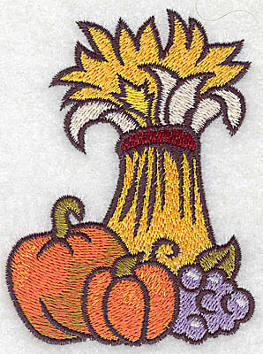 Embroidery Design: Wheat pumpkins and grapes<br> 2.80w X 3.79h