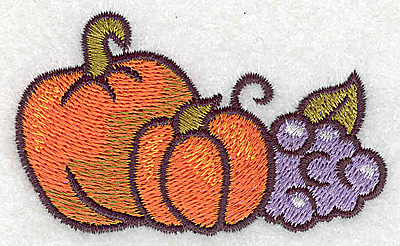 Embroidery Design: Pumpkins and grapes <br> 3.02w X 1.83h