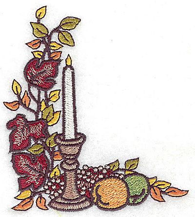 Embroidery Design: Candle fruit and foliage<br> 3.44w X 3.86h